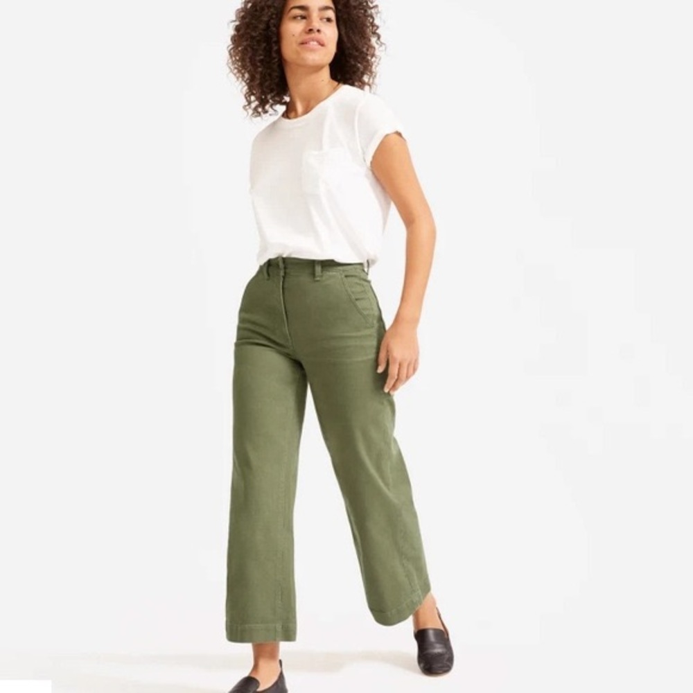 Everlane Wide Leg Crop Pant - Surplus Green - Size 00